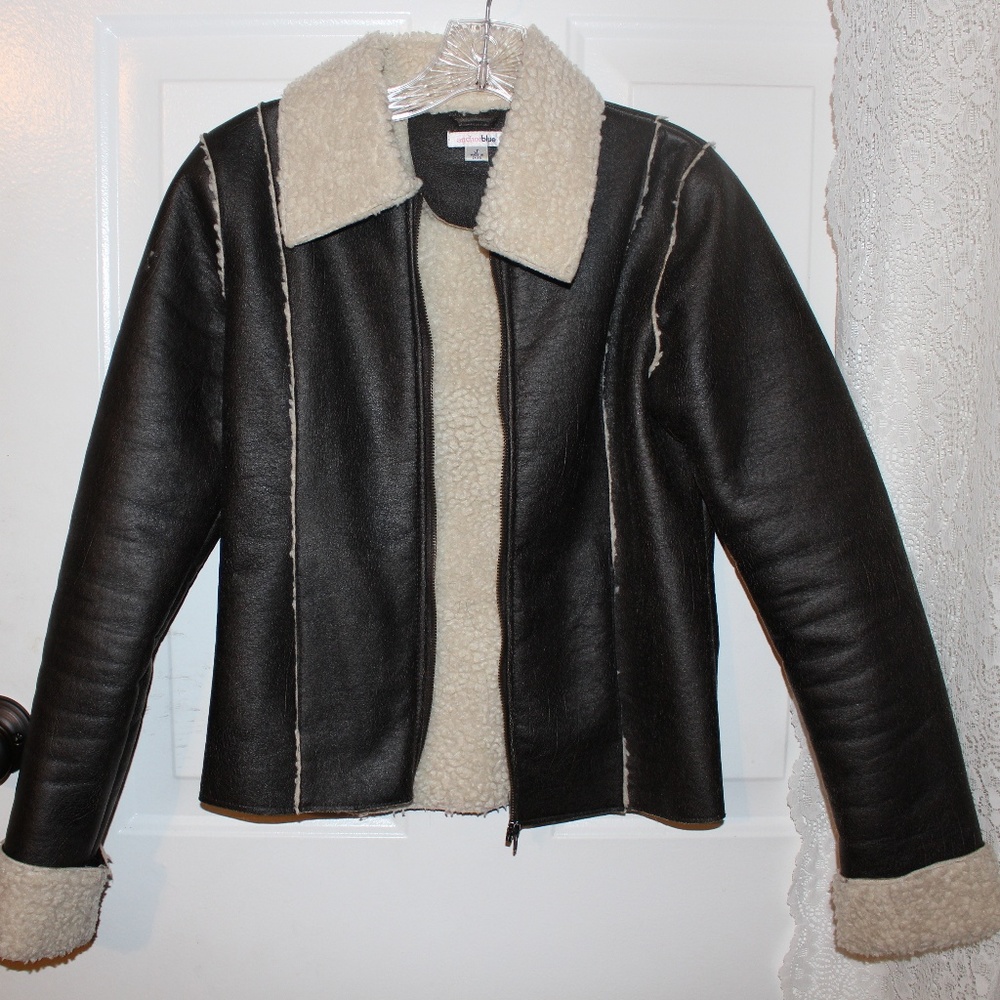Sherpa Faux Leather Jacket Bomber Stylish